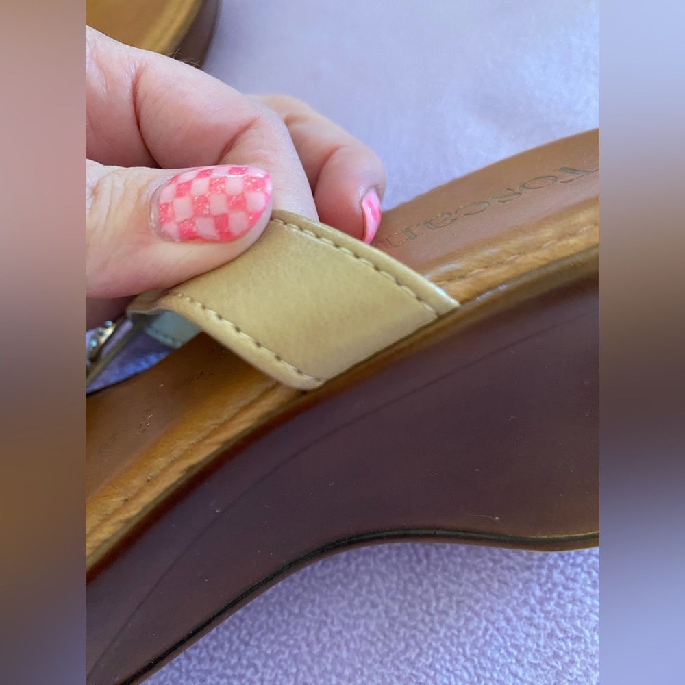 Toscanella Italian sandals with gem accents, tan, size 9 - Picture 7 of 13
